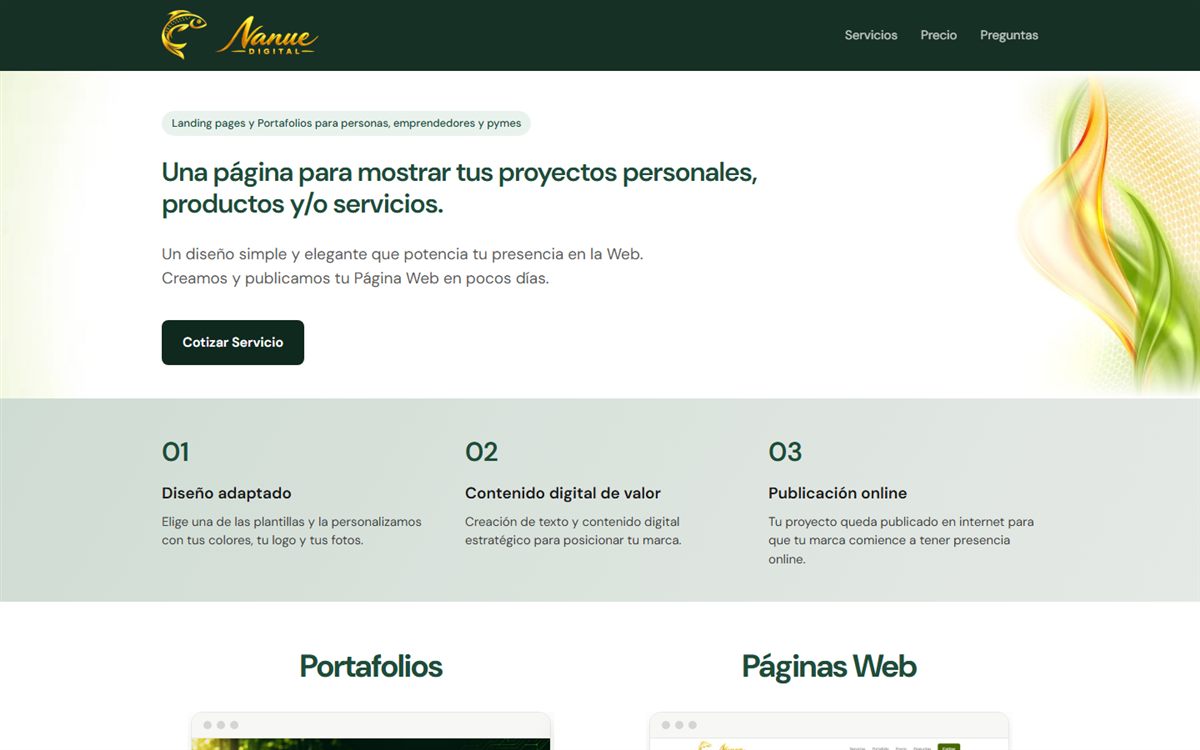 Página web de Nanue Digital